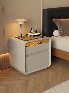 Modern Minimalist Bedside Table Nightstand with Light and Password Lock