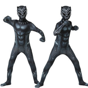 Black SuperHero Costume Black Panther Role Play Suit Childrens Adult Party Superhero Cosplay Boy Halloween Costume Jumpsuit