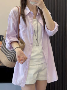 Ethereal Purple Linen Summer Shirt Long Sleeve