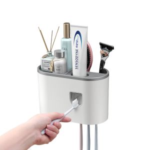 Toothbrush Rack with Built-in Automatic Toothpaste Dispenser and Cup Magnetic Storage YSJ1/YSJ2