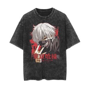 Áo Thun Tay Ngắn in Họa Tiết Tokyo Ghoul Phong Cách Retro Dành Cho Nam Và Nữ Mùa Hè 2024 Áo Thun Cotton Thoáng Khí Thường Ngày