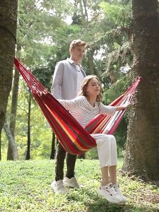 Canvas Hammock Portable Durable Comfortable Woven Nylon Rainbow Swing Hammock Outdoor Camping Hammocks Picnic 吊床
