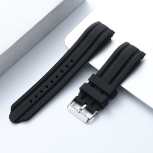 18 20 22 24mm Thick Soft Silicone Rubber Arc Elbow Strap Curved End Silicone Watch Band Sport Waterproof Wrist Belt Accessories