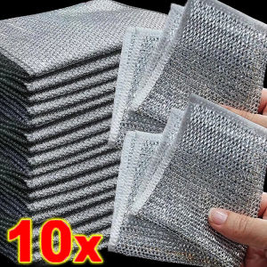 10/5/1 miếng vải lau rửa chén dầu chống dính hai lớp dày khăn lau dây thép vải lau nồi chảo bếp chống mài mòn 20*20cm
