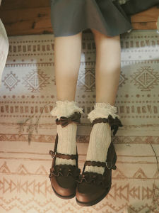 Sweet Lolita Vintage Lace Trim Heart-Patterned Thin Short Socks for Women Moisture Absorbent Spandex Material All-Season Neutral