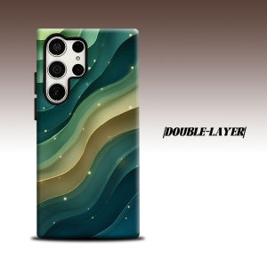 teal green wave gradient For Samsung Galaxy S26 S25 S24 A56 A36 Dual Layer Luxury Fashion Full Lens Protective Case