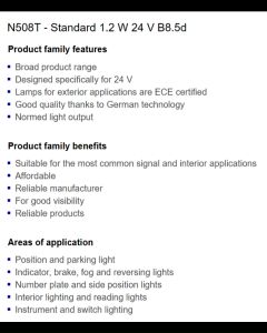 LAMPU SIGNAL/BRAKE NEOLUX N508T- T5MF 24V 1.2W B8.5D