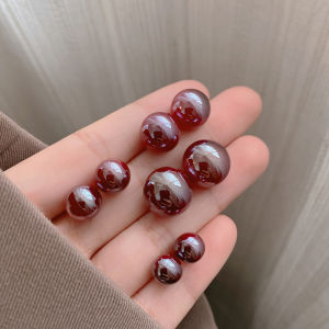 ต่างหูเพชรสีแดงหรูหราสำหรับผู้หญิง ต่างหูรูปดอกไม้ประดับโลหะผสมประดับเพชรเทียม ต่างหูสไตล์เกาหลี ต่างหูแฟชั่น