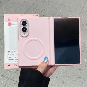 szhaiyu | for Magsafe Z Fold8 Wide PU Leather Candy Color Wireless Charge Case for Samsung Galaxy Z Fold 8 Screen Protector Magnetic Cover