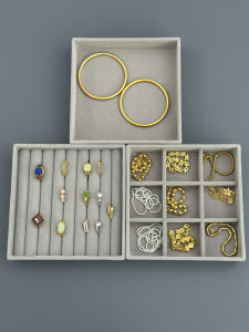 Velvet Jewelry Storage Box Ring Earring Bracelet Necklace Organizer Drawer Cabinet Inner Storage Box Soft Padded Compartment