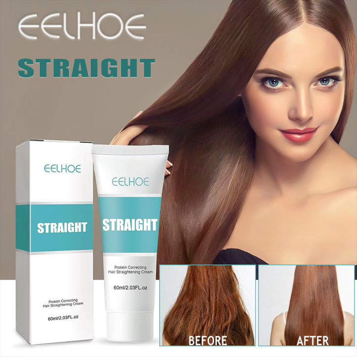 Eelhoe hair straight Eelhoe keratin straight hair Eelhoe straight hair cream Straightening hair treatment Smoothing frizz repair split ends damaged hair straight hair without pulling