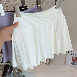 Sports Baby ~ Tennis Skirt Fake Two-Piece Fashion Tape Quick-Drying High Waist Pocket Pleated Skirt Yoga Workout Clothes Short Skirt