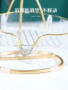 Soap Dish Nordic with Metal Soap Holder Base Box Bathroom Sink Shower Plate Drain Water Washbasin Rack Luxury Elegant Transparent Gold Nordic Style Swing Soap Dish Holder with Aluminum Base for Bathroom