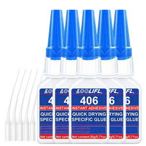 LOOLIFL | Loolifl 5Pcs 406 20g Cyanoacrylate Super Glue for Plastic Rubber Metal Ceramic All Purpose Adhesive for DIY Craft Home Repair