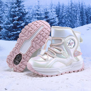 Thickened Winter Snow Boots for Girls Fleece Lined Cold Proof Cotton Shoes Childrens Booties Warm Cotton Boots for Girls