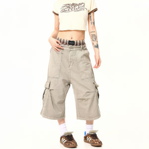 Vintage Khaki Workwear Pants 7/8 Length