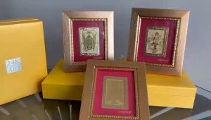 24K Gold Foil GANESH BALAJI LAKSHMI 2D FRAME Size 13cm x 15cm