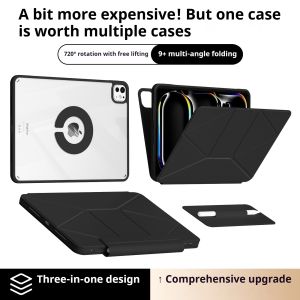 RBP iPad 10/11th Increase Height Bracket Case Rotate 360° Detachable Transparent Back Case iPad Pro 11 12.9 Air 4/5th mini 6/7