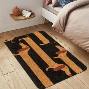 VIKAMA Funny Dachshund Door Mat Coir Cute Long Weiner Dog Doormat with Rubber Backing Non Slip Dachshund Mat for Entrance Way