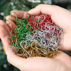 100Pcs Christmas Ornament Metal S-Shaped Hooks Holders Christmas Tree Ball Pendant Hanging Decoration for Home New Year