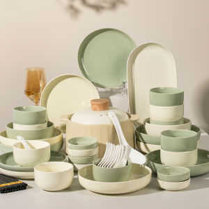 Glaze Under Colored Creamy Style Ceramic Dinnerware