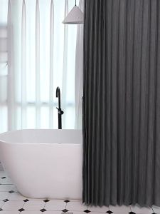 Bren High Quality 120cm-180cm Foldable Shower Curtain Waterproof with Rod Set for Bathroom Makapal Thick Washable Cloth