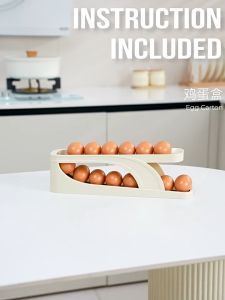 FM UFORU กล่องเก็บไข่ในครัวความจุขนาดใหญ่ตู้เย็นประตูด้านข้างสไลด์คู่พิเศษการผลิตไข่อัตโนมัติ