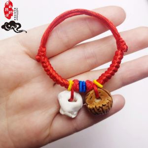 Baby Shock Bracelet Baby Anti-Scare Peach Wood Peach Pit Hu Basket Dragon Boat Festival Colorful Red Rope Pig Shock Dog Teeth Bracelet