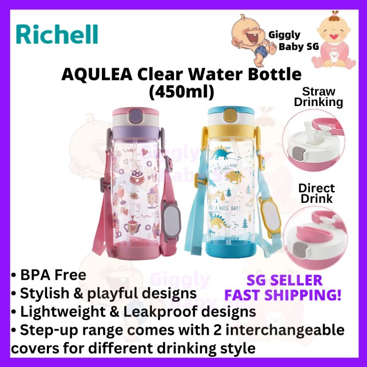 Richell Aqulea Clear Water Bottle 450ml (Straw Direct Drink) (Kids