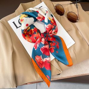New model small square scarf women silk scarf 70cm letter print decorative scarf square shawl head scarf turban