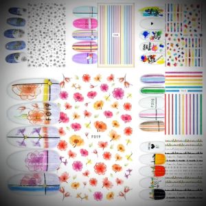Sticker Dán Móng Tay 3D Chống Nước Hoạ Tiết TP Bacelona / Kẻ Sọc / Loang Màu / Bông Hoa Nails sticker Series F007 - F019