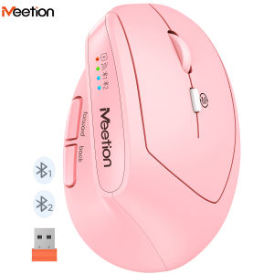 Meetion Mishen Right-Handed Ergonomic Vertical Wireless Mouse Black Light Version Rechargeable Btm008 DPI 2400 Bluetooth