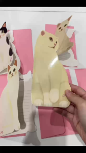 Thiệp chúc mừng thiệp con mèo dễ thương viết tay kèm phong bì pastel mới nhất 2025