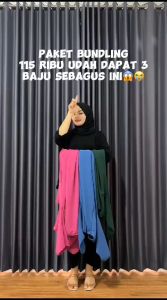 Paket 3Pcs Gamis Daster 3/4 Crinkel Polos Wanita