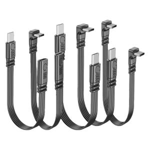 90 Degree Flexible 5 Direction Type C to Type C and Type C Adapter Data Cable PD 65W Fast Charging