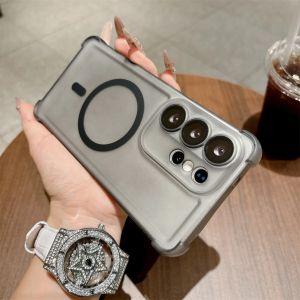 Matte Translucent Frosted Shockproof Magnetic Phone Case with Lens Protector For Samsung Galaxy S26 Ultra S25+ S24 S23 S22 Plus
