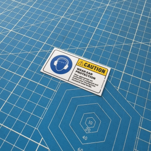 Wear Ear Protection. Safety Sticker. Warning Caution Danger Sign Label. Personal Hearing Protection Zone. Loud Noise.