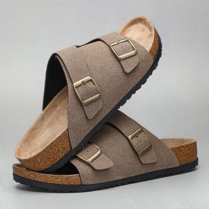 Cork Slippers Summer New Thick Bottom Casual Thong Sandals Beach Shoes Retro Versatile Birkenstock Slippers Youth Trendy Slip-On