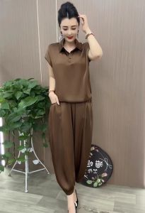Slim Casual T-shirt and Wide-leg Pants Set