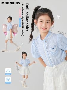 Moonkids | Áo Sơ Mi Tay Ngắn Cho Bé Gái Mỏng Nhẹ
