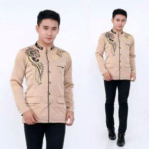 Jasko Bordir Pria Dewasa / Jaskoko Elegan Bahan  Twist Milenium Tebal dan Halus / Baju Muslim Pria Batik Pekalongan