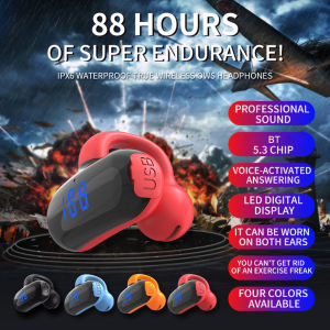 🎧【Readystock】 + FREE Shipping 🎧 F20 Wireless Ear Clip Bone Conduction Headphone Open Earphone Noise Canceling Microphone Power Display For Iphone 14 13 12 11 Xiaomi