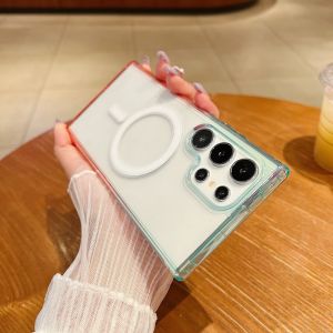 for Samsung Galaxy S26 Ultra S26 Plus S26 Case Gradual Color Crystal Transparent Soft Anti-knock Cover Mag-safe Wireless Shell