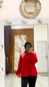 AMELIA TOP - ATASAN RAYON KOMBINASI SALUR MERAH PUTIH EDISI 17 AGUSTUS / Keren