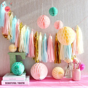 5Pcs Paper Tissue Wall Poms Tassel Garland Bunting Wedding Party Venue Decoration