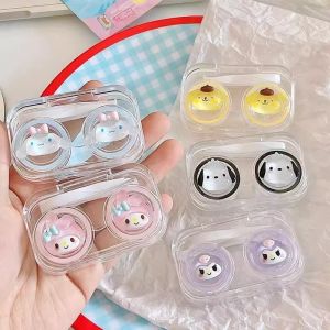 Cute Sanrio Kuromi Contact Lens Box Kawaii Pochacco Cinnamoroll Cartoon Anime My Melody Student Portable Contact Lens Storage Box Girl Gift