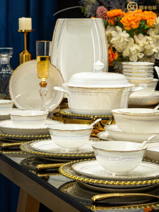 JINGDITAOCI | New Elegant Jingdezhen Porcelain Tableware Set