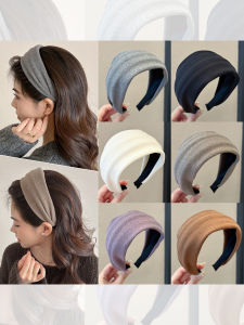 Korean Style Knitted Wide Edge Hair Band Womens 2025 New Daily Exterior Washing Face Headband Hair Clip Simplistic Elegant