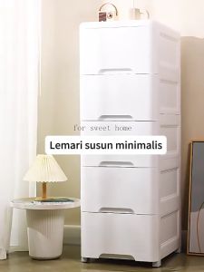 Trove lemari susun plastik /lemari dapur putih/Kabinet susun serba guna/lemari plastik beroda