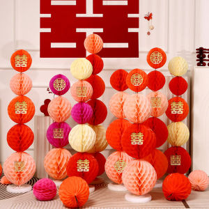 Wedding Decorative Honeycomb Ball Stand Set Living Room Decoration Wedding Supplies for Mens Side of Engagement